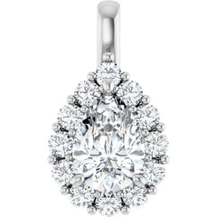 3 Carat Pear Shape Diamond Halo Pendant in 14K Gold