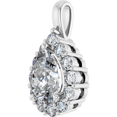 3 Carat Pear Shape Diamond Halo Pendant in 14K Gold