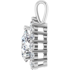 3 Carat Pear Shape Diamond Halo Pendant in 14K Gold