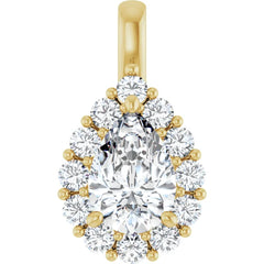 3 Carat Pear Shape Diamond Halo Pendant in 14K Gold