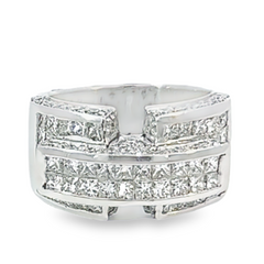 18k White Gold Diamond Bezel Corner Princess Cut Wedding Band 3.60c - LA DIAMOND