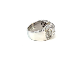 18k White Gold Diamond Bezel Corner Princess Cut Wedding Band 3.60c - LA DIAMOND