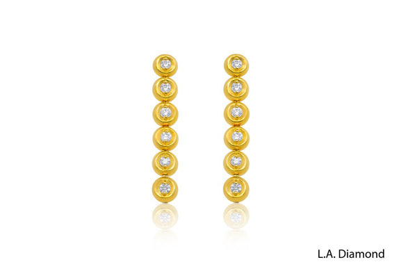 Diamond Bezel Tennis Earrings in 14K Gold - LA DIAMOND