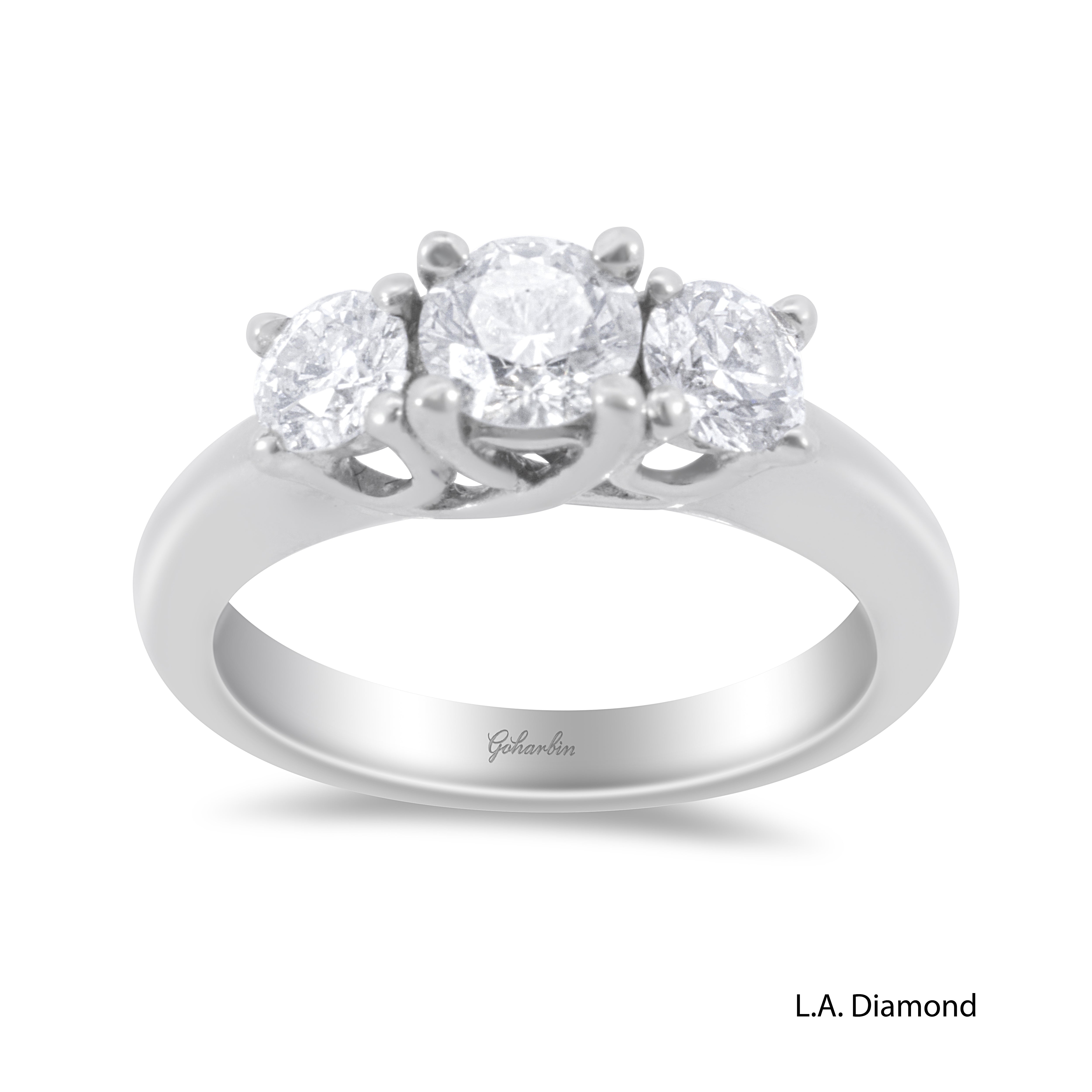 14k White Gold Diamond 1.20 CT. T.W. Princess-Cut Diamond Three Stone Engagement Ring 14 1.20c - LA DIAMOND