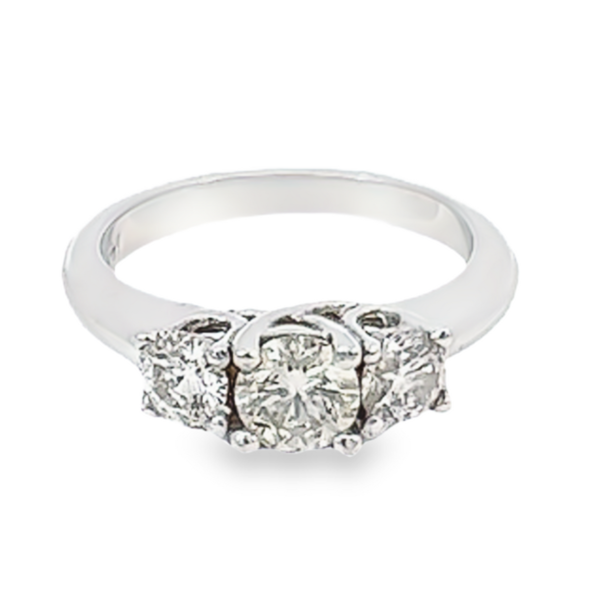 14k White Gold Diamond 1.20 CT. T.W. Princess-Cut Diamond Three Stone Engagement Ring 14 1.20c - LA DIAMOND