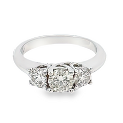 14k White Gold Diamond 1.20 CT. T.W. Princess-Cut Diamond Three Stone Engagement Ring 14 1.20c - LA DIAMOND