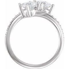 14K Solid Gold 4.5 mm Forever One™ Colorless Lab-Grown Moissanite & 1/6 CTW Natural Diamond Engagement Ring