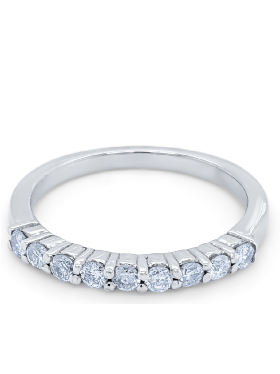 14K White Gold Diamond Round Cut Wedding Ring .45c