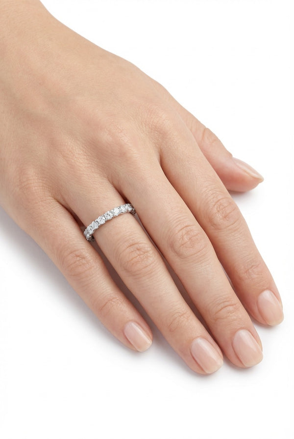 14K White Gold Round Diamond Eternity Band (0.75 ct) - Light Weight Band