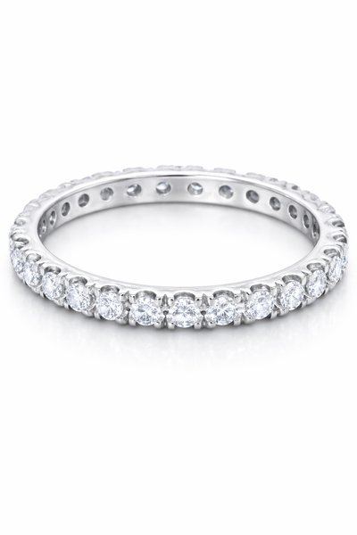 14K White Gold Round Diamond Eternity Band (0.75 ct) - Light Weight Band