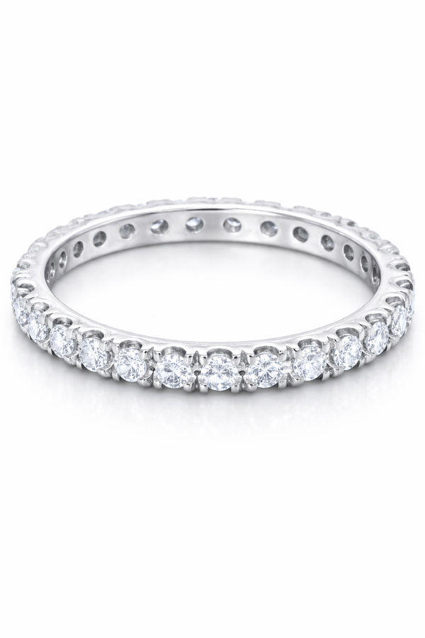 14K White Gold Round Diamond Eternity Band (0.75 ct) - Light Weight Band
