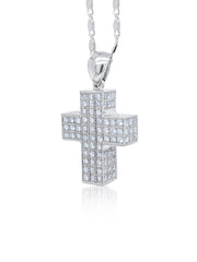 14K White Gold Round Diamond Cross Pendant (0.46 ct)