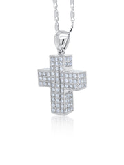 14K White Gold Round Diamond Cross Pendant (0.46 ct)