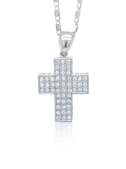 14K White Gold Round Diamond Cross Pendant (0.46 ct)