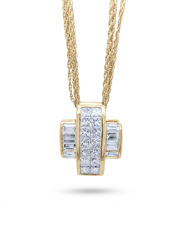 18K White Gold Diamond Cross Pendant (1.51 ct) - '44939