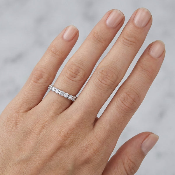 14K White Gold Diamond Round Cut Eternity Ring (1.57 ct)