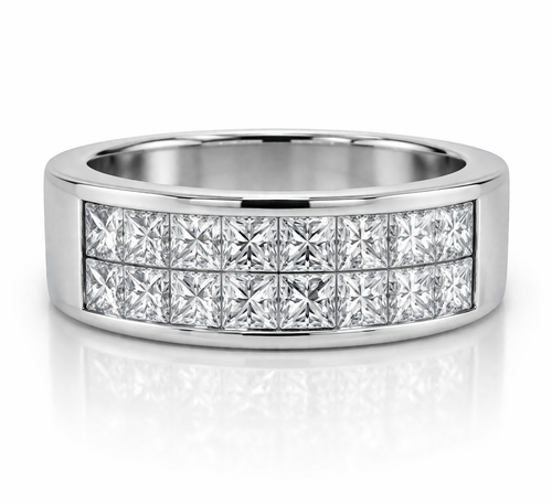14K White Gold Diamond Bezel Corner Princess Cut Wedding Ring (1.66 ct) - '44985