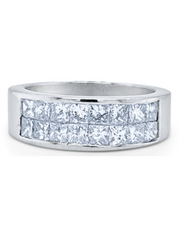 14K White Gold Diamond  Bezel Corner Princess Cut Wedding Ring 1.66c