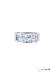 14K White Gold Diamond  Bezel Corner Princess Cut Wedding Ring 1.66c