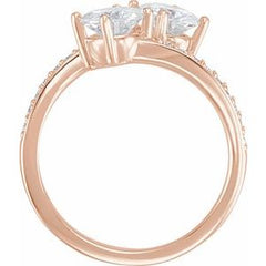 14K Solid Gold 4.5 mm Forever One™ Colorless Lab-Grown Moissanite & 1/6 CTW Natural Diamond Engagement Ring