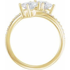 14K Solid Gold 4.5 mm Forever One™ Colorless Lab-Grown Moissanite & 1/6 CTW Natural Diamond Engagement Ring