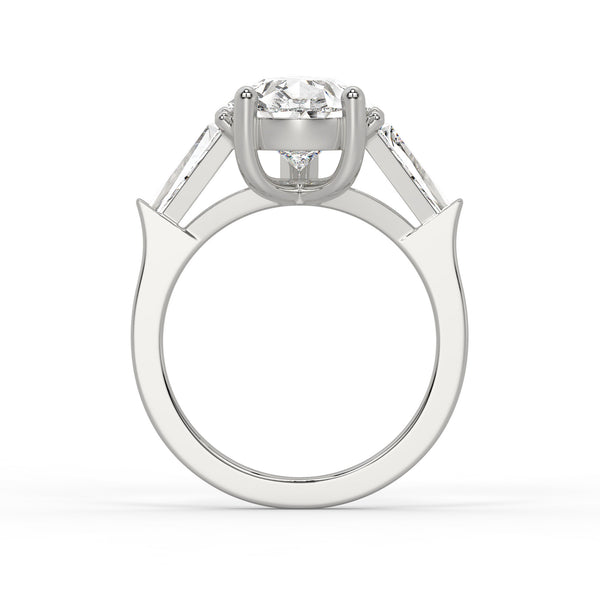 14K White Gold Pear & Baguette Cut Diamond 3-Stone Engagement Ring (2.5 ct)