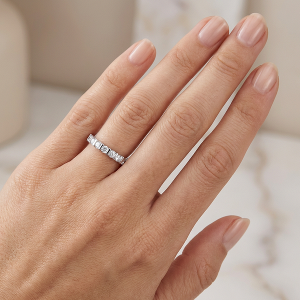 Platinum White Gold Round Diamond Eternity Wedding Ring (1.76 ct)