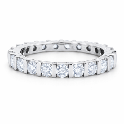 Platinum White Gold Round Diamond Eternity Wedding Ring (1.76 ct)