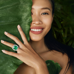 14k White Gold Diamond Emerald Center Stone Princess Cut Engagement Ring 1.86c