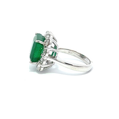 14k White Gold Diamond Emerald Center Stone Princess Cut Engagement Ring 1.86c