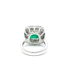 14k White Gold Diamond Emerald Center Stone Princess Cut Engagement Ring 1.86c