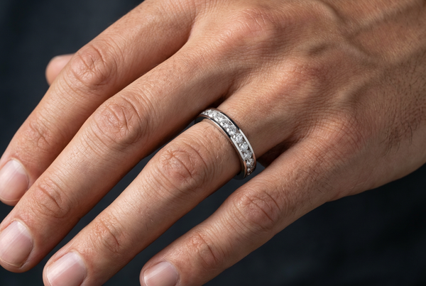 14K White Gold Round Diamond Ring in Channel setting