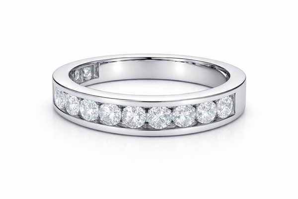 14K White Gold Round Diamond Ring in Channel setting