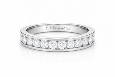 14K White Gold Round Diamond Ring in Channel setting