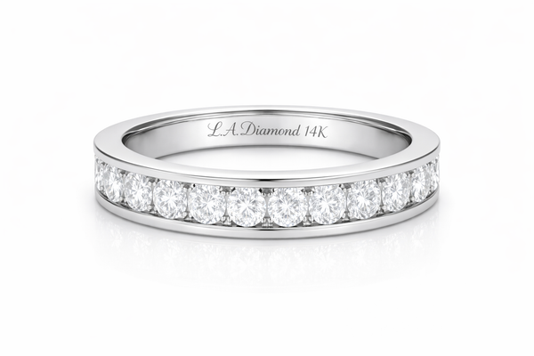 14K White Gold Round Diamond Ring in Channel setting