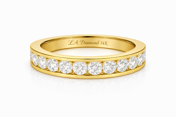 14K White Gold Round Diamond Ring in Channel setting