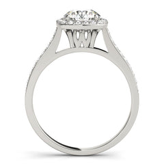 Cushion Cut Diamond Halo Engament Ring with Channel Setting and Matching Band - Set on 14k Gold
