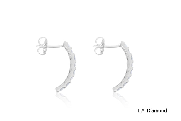 18k White Gold  Diamonds Hoop Earrings - LA DIAMOND