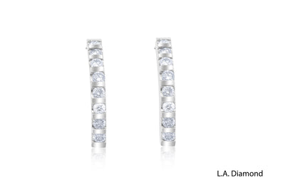 18k White Gold  Diamonds Hoop Earrings