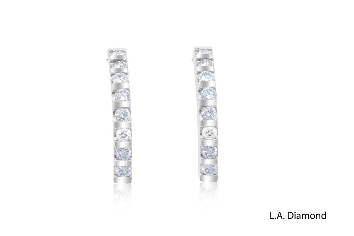 hoop 18K White Gold White Diamonds Earrings