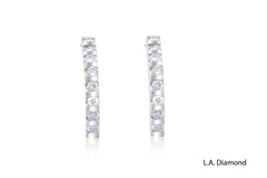 18k White Gold  Diamonds Hoop Earrings