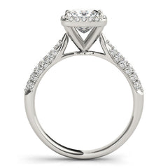 Princess Cut Diamond Halo Engagment Ring with Pave Setting - Set on 14k Gold