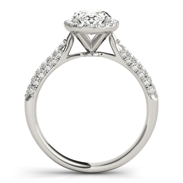 Oval Cut Diamond Halo Engagement Ring with Pave Setting - Set on 14k Gold