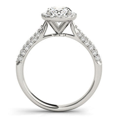 Oval Cut Diamond Halo Engagement Ring with Pave Setting - Set on 14k Gold