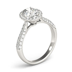 Oval Cut Diamond Halo Engagement Ring with Pave Setting - Set on 14k Gold