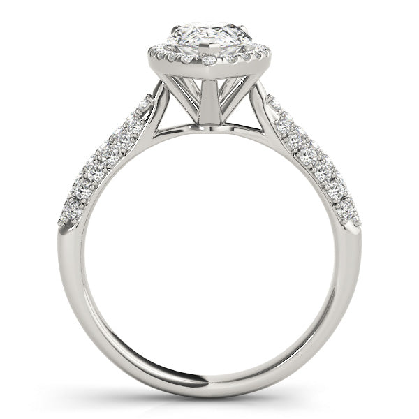 Pear Cut Diamond Halo Engagement Ring with Pave Setting - Set on 14k Gold