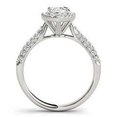 Pear Cut Diamond Halo Engagement Ring with Pave Setting - Set on 14k Gold