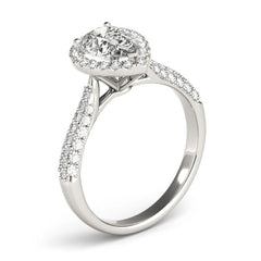 Pear Cut Diamond Halo Engagement Ring with Pave Setting - Set on 14k Gold