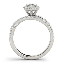 Marquise Cut Halo Diamond with Multi-Row Twisted Shank Engagement Ring - Set on 14k White Gold