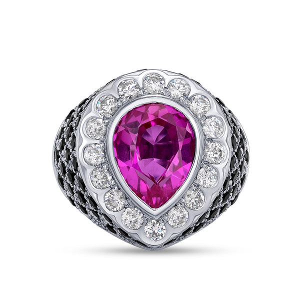 14K White Gold Diamond & Sapphire Cocktail Ring (2.43 ct Total Gem)